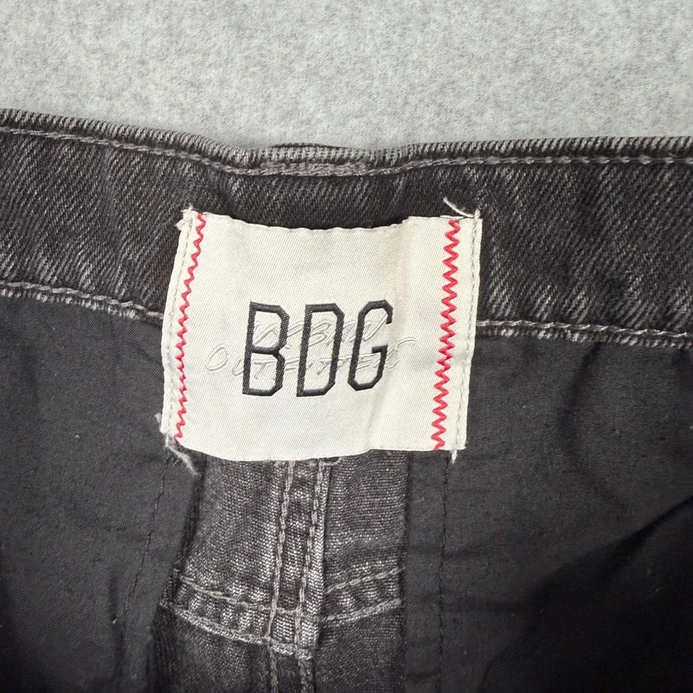 BDG Urban Outfitters Skate Fit Grunge Punk Goth Cargo Jeans Black Denim 30x30